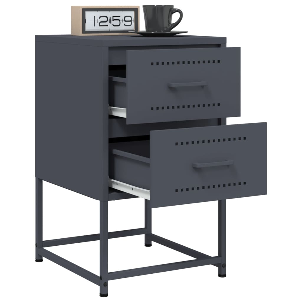 Anthracite Steel Bedside Cabinet - 36x39x60.5 cm Elegant Design
