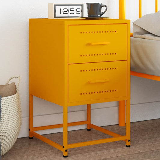 Mustard Yellow Steel Bedside Cabinet 36x39x60.5 cm