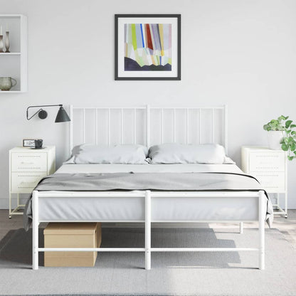 Set of 2 White Steel Bedside Cabinets - 36x39x60.5 cm