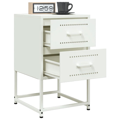 Set of 2 White Steel Bedside Cabinets - 36x39x60.5 cm