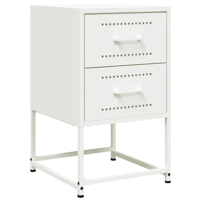 Set of 2 White Steel Bedside Cabinets - 36x39x60.5 cm