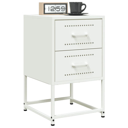Set of 2 White Steel Bedside Cabinets - 36x39x60.5 cm