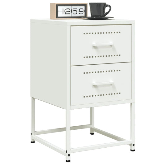 Set of 2 White Steel Bedside Cabinets - 36x39x60.5 cm
