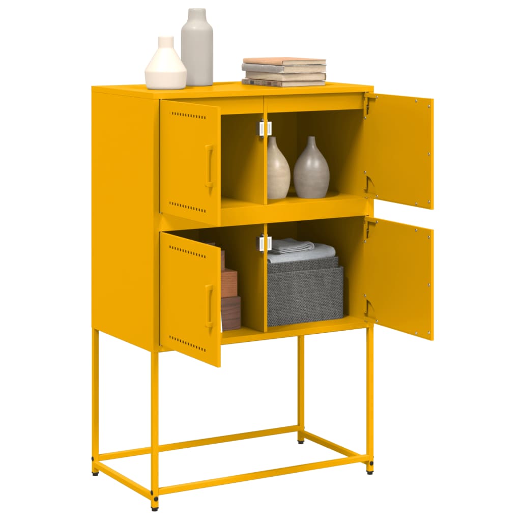Mustard Yellow Steel Sideboard, 68.5x38.5x107 cm - Stylish Storage