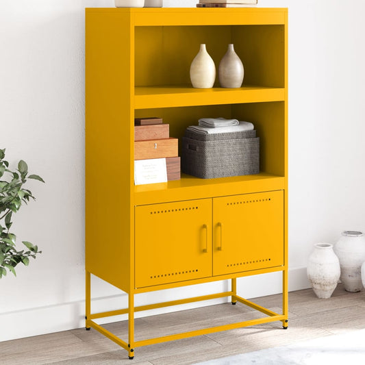 Mustard Yellow Steel Highboard 68.5x38.5x123.5 cm