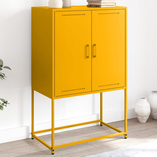 Mustard Yellow Steel Highboard 68.5x38.5x107 cm - Stylish Storage