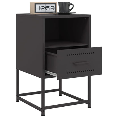 Sleek Black Steel Bedside Cabinets - Set of 2 (36x39x60.5 cm)