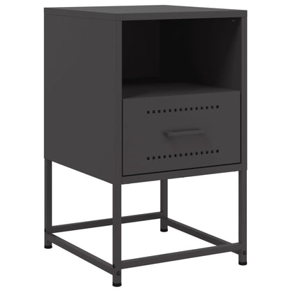 Sleek Black Steel Bedside Cabinets - Set of 2 (36x39x60.5 cm)