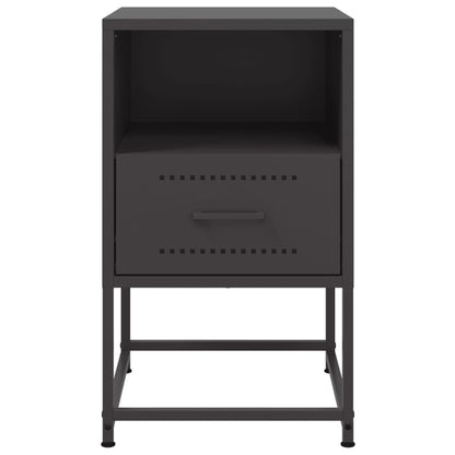 Sleek Black Steel Bedside Cabinets - Set of 2 (36x39x60.5 cm)