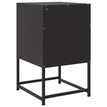 Sleek Black Steel Bedside Cabinets - Set of 2 (36x39x60.5 cm)