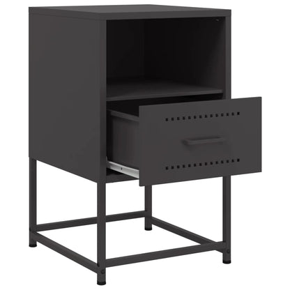 Sleek Black Steel Bedside Cabinets - Set of 2 (36x39x60.5 cm)