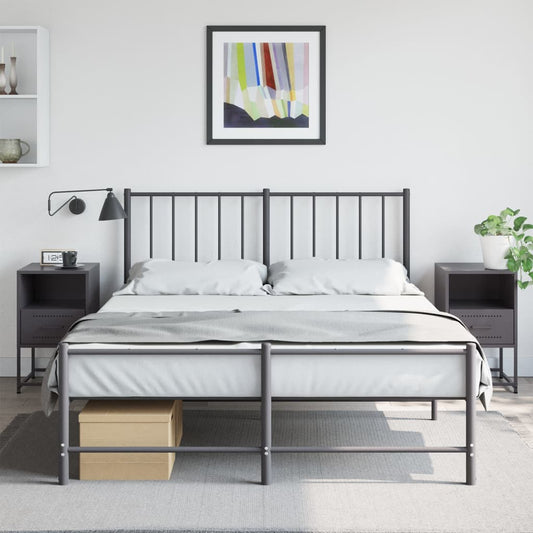 Sleek Black Steel Bedside Cabinets - Set of 2 (36x39x60.5 cm)