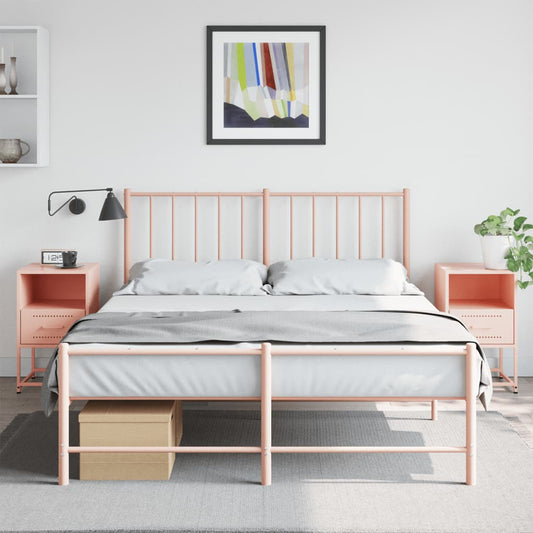 Set of 2 Pink Steel Bedside Cabinets - 36x39x60.5 cm