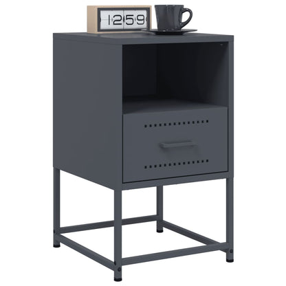Anthracite Steel Bedside Cabinet - 36x39x60.5 cm