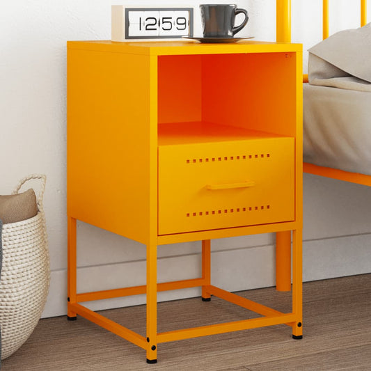 Mustard Yellow Steel Bedside Cabinet 36x39x60.5 cm
