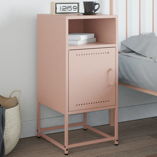 Stylish Pink Steel Bedside Cabinet - 36x39x78 cm