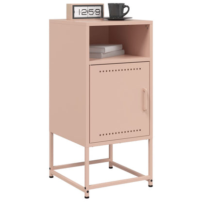 Stylish Pink Steel Bedside Cabinets - Set of 2, 36x39x78 cm