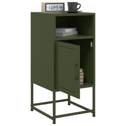Olive Green Steel Bedside Cabinets Set of 2 - 36x39x78cm