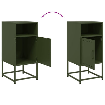 Olive Green Steel Bedside Cabinets Set of 2 - 36x39x78cm