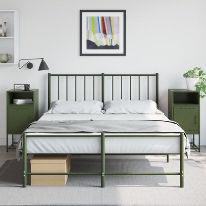 Olive Green Steel Bedside Cabinets Set of 2 - 36x39x78cm