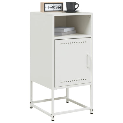 White Steel Bedside Cabinet 36x39x78 cm - Sleek & Durable Design