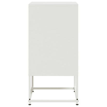 White Steel Bedside Cabinet 36x39x78 cm - Sleek & Durable Design