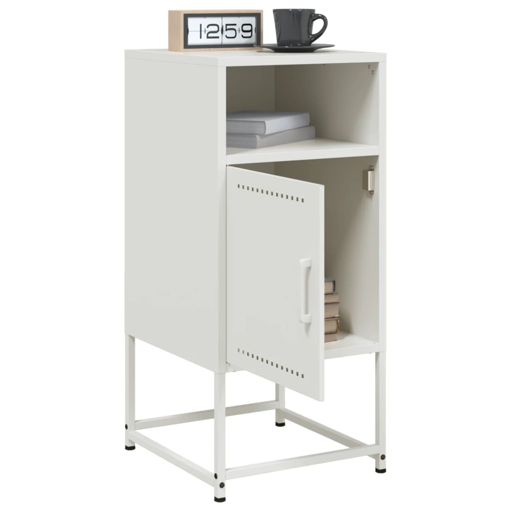 White Steel Bedside Cabinets Set of 2 - 36x39x78 cm