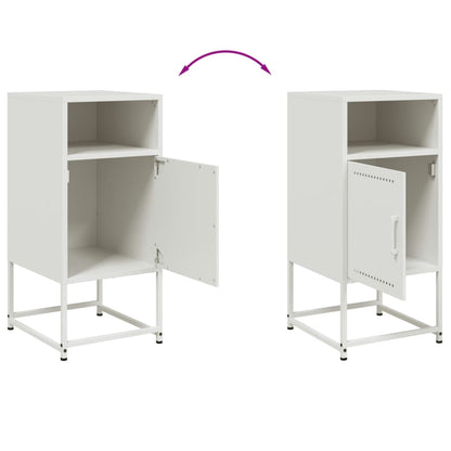 White Steel Bedside Cabinets Set of 2 - 36x39x78 cm