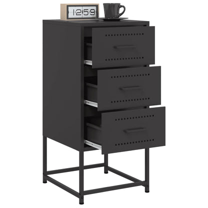 Black Steel Bedside Cabinet - 36x39x78 cm Sturdy & Stylish Design
