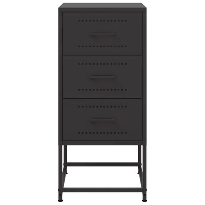 Black Steel Bedside Cabinet - 36x39x78 cm Sturdy & Stylish Design