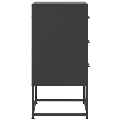 Black Steel Bedside Cabinet - 36x39x78 cm Sturdy & Stylish Design
