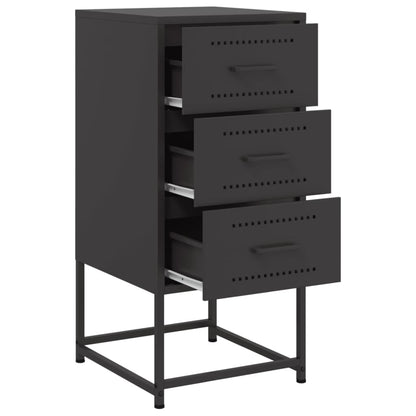 Black Steel Bedside Cabinet - 36x39x78 cm Sturdy & Stylish Design