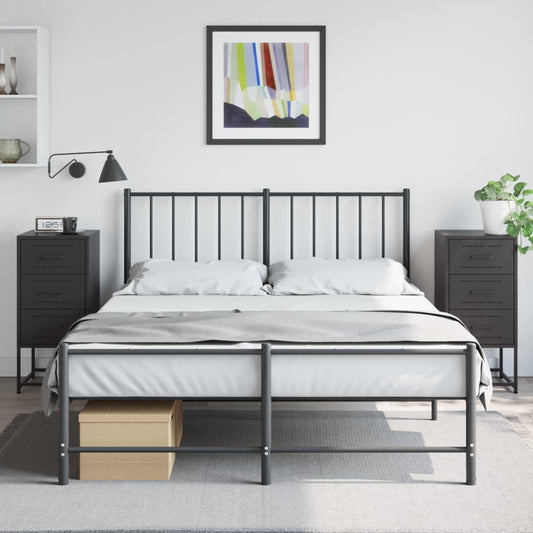 Black Steel Bedside Cabinets, Set of 2 - 36x39x78 cm