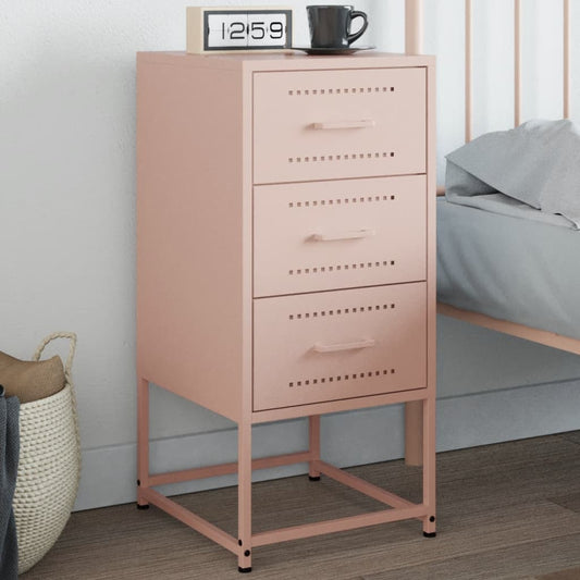 Pink Steel Bedside Cabinet - 36x39x78 cm Compact Storage Solution