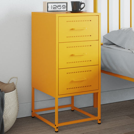 Mustard Yellow Steel Bedside Cabinet 36x39x78 cm