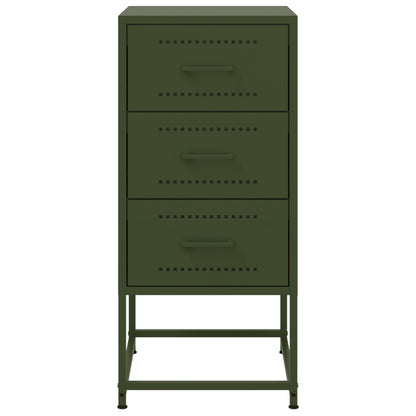 Olive Green Steel Bedside Cabinet - 36x39x78 cm