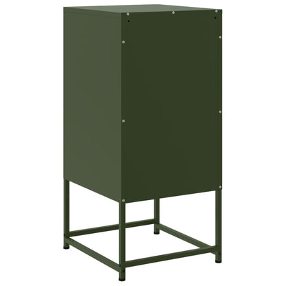 Olive Green Steel Bedside Cabinet - 36x39x78 cm