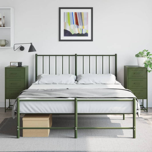 Olive Green Steel Bedside Cabinets Set of 2 - 36x39x78 cm