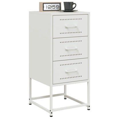 White Steel Bedside Cabinet 36x39x78 cm - Modern & Sturdy Design