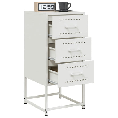 White Steel Bedside Cabinet 36x39x78 cm - Modern & Sturdy Design