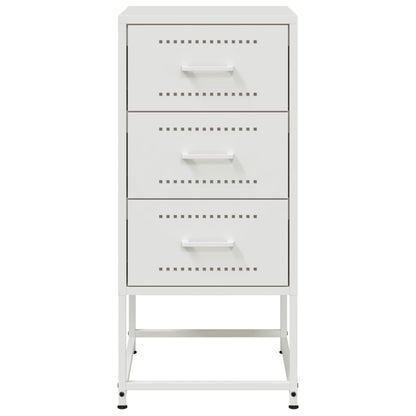 White Steel Bedside Cabinet 36x39x78 cm - Modern & Sturdy Design