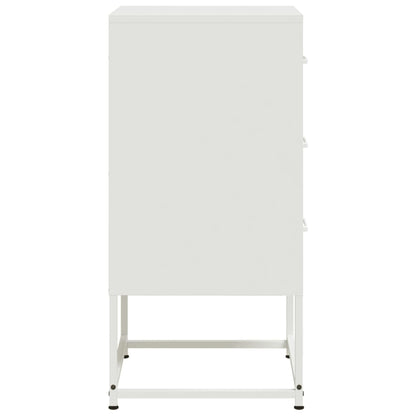 White Steel Bedside Cabinet 36x39x78 cm - Modern & Sturdy Design