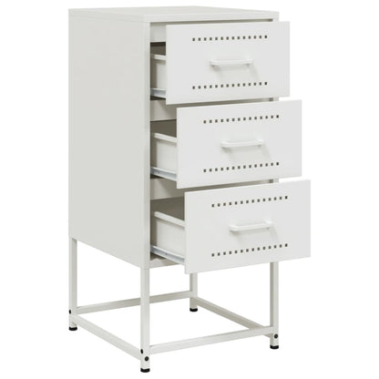 White Steel Bedside Cabinet 36x39x78 cm - Modern & Sturdy Design