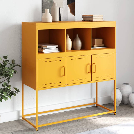 Mustard Yellow Steel Sideboard 100.5x39x107 cm - Stylish Storage Solution