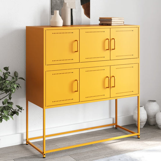 Mustard Yellow Steel Sideboard - 100.5x39x107 cm, Stylish Storage