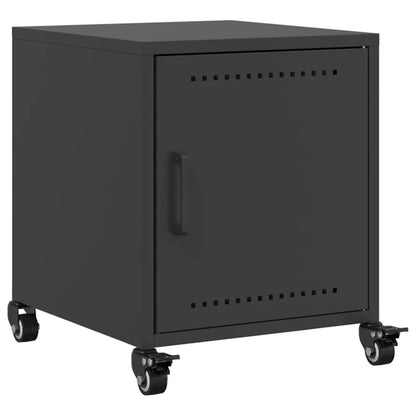 Sleek Black Bedside Cabinet - Steel, 36x39x43.5 cm