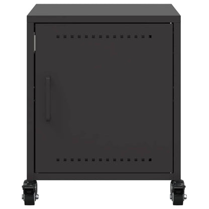 Sleek Black Bedside Cabinet - Steel, 36x39x43.5 cm