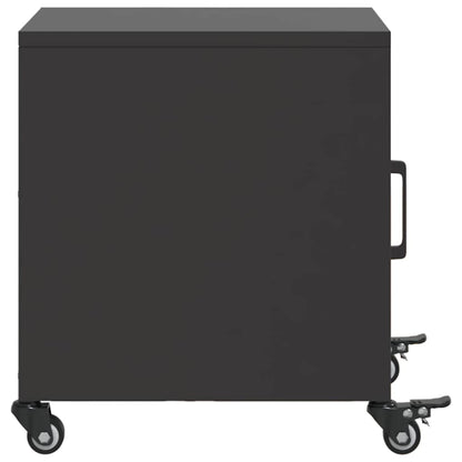 Sleek Black Bedside Cabinet - Steel, 36x39x43.5 cm