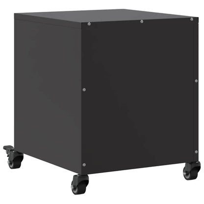Sleek Black Bedside Cabinet - Steel, 36x39x43.5 cm