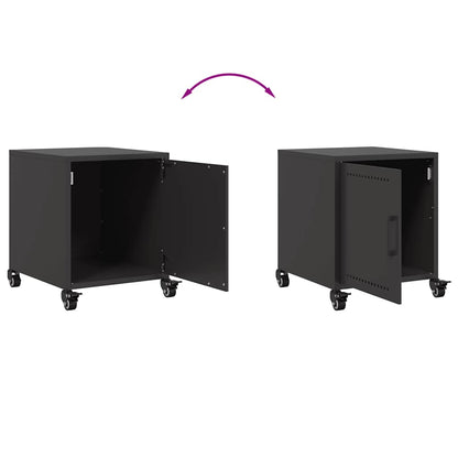 Sleek Black Bedside Cabinet - Steel, 36x39x43.5 cm